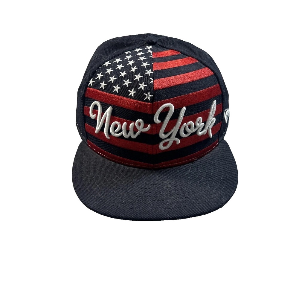 New Era New York MLB Size 8 American Flag Stars Stripes Fitted Hat Cap Navy